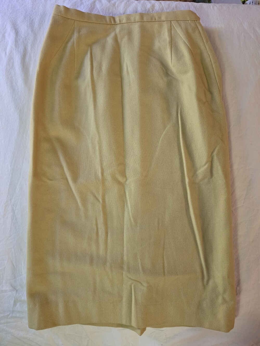 Vintage Talbott 100% Wool Pencil Skirt Butter Yellow Pockets Lined 12
